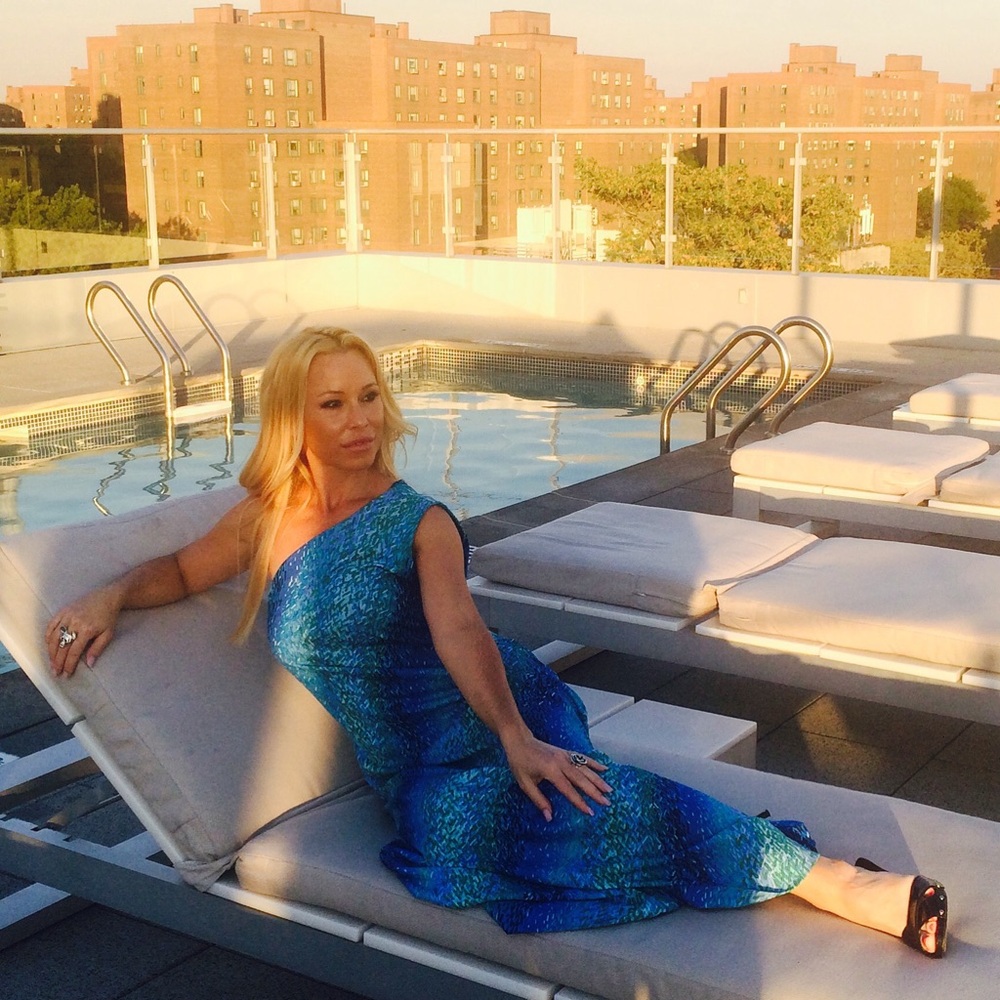 Leslie Fay vintage 1960’s 1970’s One Shoulder caftan